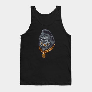 Funny Retro Rich Gorilla Head Tank Top